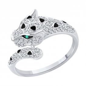 Золотое кольцо SOKOLOV 3010731-3 с бриллиантом, изумрудом и эмалью 3010731-3 фото