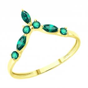 Золотое кольцо SOKOLOV 3010733-2 с изумрудом 3010733-2 фото