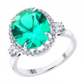 Золотое кольцо SOKOLOV 3010734-3-5 с гидротермальным изумрудом и бриллиантом выращенным 3010734-3-5 фото