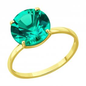 Кольцо из лимонного золота SOKOLOV 3010747-2 с гидротермальным изумрудом 3010747-2 фото