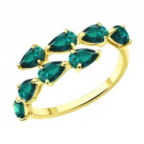 Кольцо из лимонного золота SOKOLOV 3010748-2 с изумрудом 3010748-2 фото