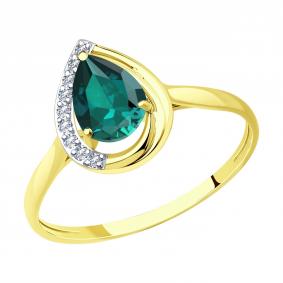 Кольцо из лимонного золота SOKOLOV 3010751-2 с бриллиантом и изумрудом 3010751-2 фото
