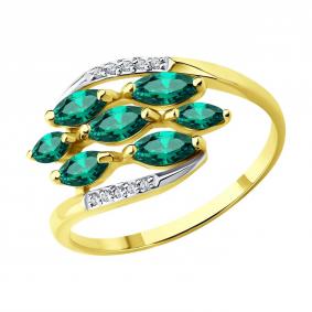 Золотое кольцо SOKOLOV 3010769-2 с бриллиантом и изумрудом 3010769-2 фото