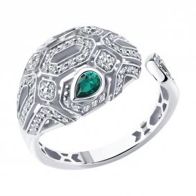 Золотое кольцо SOKOLOV 3010777-3 с бриллиантом и изумрудом 3010777-3 фото