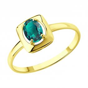 Кольцо из лимонного золота SOKOLOV 3010779-2 с изумрудом 3010779-2 фото