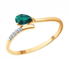 Золотое кольцо SOKOLOV 3010781 с бриллиантом и изумрудом 3010781 фото