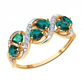 Золотое кольцо SOKOLOV 3010782 с бриллиантом и изумрудом 3010782 фото
