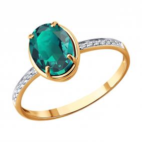 Золотое кольцо SOKOLOV 3010788 с бриллиантом и изумрудом 3010788 фото