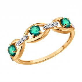 Золотое кольцо SOKOLOV 3010799 с бриллиантом и изумрудом 3010799 фото