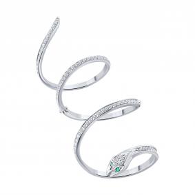 Кольцо из белого золота SOKOLOV 3010800-3 с бриллиантом и изумрудом 3010800-3 фото