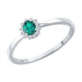 Золотое кольцо SOKOLOV 3010801-3 с бриллиантом и изумрудом 3010801-3 фото