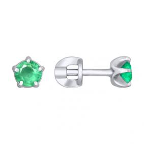 Серьги из белого золота SOKOLOV 3020496 с изумрудом 3020496 фото