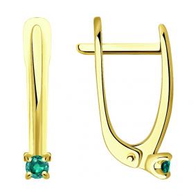 Серьги из лимонного золота SOKOLOV 3020559-2 с изумрудом 3020559-2 фото
