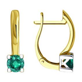 Серьги из лимонного золота SOKOLOV 3020585-2 с изумрудом 3020585-2 фото