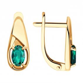 Золотые серьги SOKOLOV 3020639 с изумрудом 3020639 фото