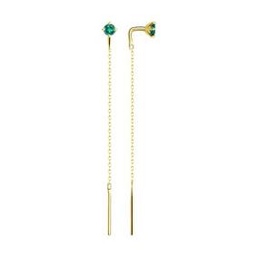 Серьги из лимонного золота SOKOLOV 3020643-2 с изумрудом 3020643-2 фото