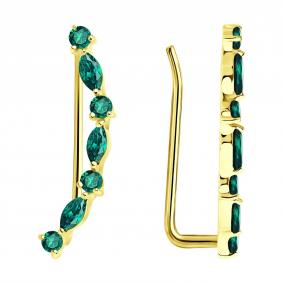Серьги из лимонного золота SOKOLOV 3020690-2 с изумрудом 3020690-2 фото