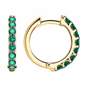 Золотые серьги SOKOLOV 3020693 с изумрудом 3020693 фото