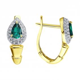 Серьги из желтого золота Символ года Змея SOKOLOV с изумрудом и бриллиантом 3020705-2 3020705-2 фото