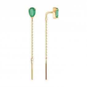 Золотые серьги SOKOLOV 3020706 с изумрудом 3020706 фото