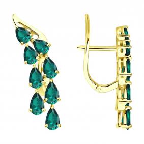 Серьги из лимонного золота SOKOLOV 3020719-2 с изумрудом 3020719-2 фото