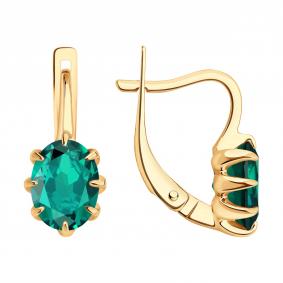 Золотые серьги SOKOLOV 3020725 с изумрудом 3020725 фото