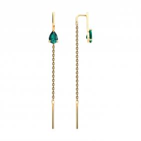 Золотые серьги SOKOLOV 3020743 с изумрудом 3020743 фото