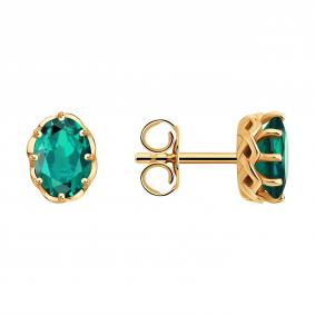 Золотые серьги SOKOLOV 3020749 с изумрудом 3020749 фото