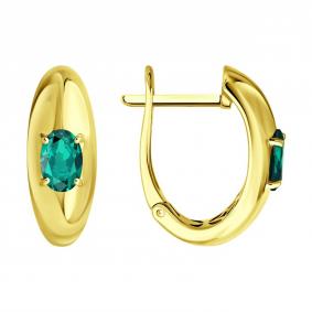 Серьги из лимонного золота SOKOLOV 3020755-2 с изумрудом 3020755-2 фото