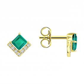 Серьги из лимонного золота SOKOLOV 3020765-2 с бриллиантом и изумрудом 3020765-2 фото