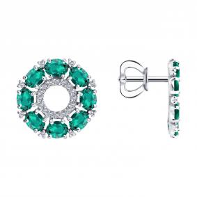 Золотые серьги SOKOLOV 3020767-3 с бриллиантом и изумрудом 3020767-3 фото