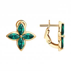 Золотые серьги SOKOLOV 3020777 с изумрудом 3020777 фото