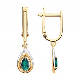 Золотые серьги SOKOLOV 3020786 с изумрудом 3020786 фото