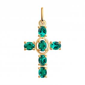 Золотая подвеска SOKOLOV 3030193 с изумрудом 3030193 фото