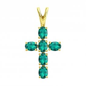 Золотая подвеска SOKOLOV 3030214-2 с изумрудом 3030214-2 фото