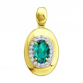 Подвеска из лимонного золота SOKOLOV 3030254-2 с бриллиантом и изумрудом 3030254-2 фото