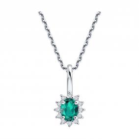 Золотая подвеска SOKOLOV 3030260-3 с бриллиантом и изумрудом 3030260-3 фото