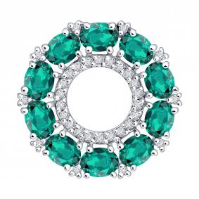 Подвеска из белого золота SOKOLOV 3030263-3 с бриллиантом и изумрудом 3030263-3 фото