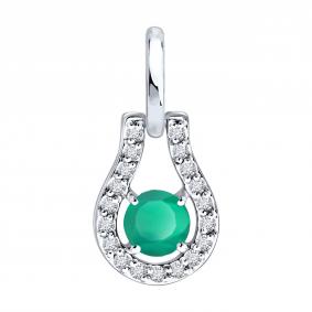 Подвеска из белого золота SOKOLOV 3030269-3 с бриллиантом и изумрудом 3030269-3 фото