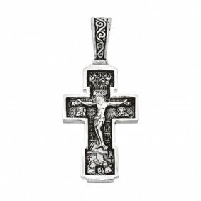 Подвеска-крест из черненого серебра Распятие Христово ЮЗ Елизавета 3037 3037 фото