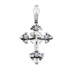 Подвеска-крест из черненого серебра Распятие Христово ЮЗ Елизавета с фианитом 3046-4ф 3046-4ф фото