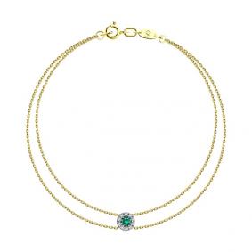 Браслет из лимонного золота SOKOLOV 3050030-2 с бриллиантом и изумрудом 3050030-2 фото