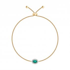 Золотой браслет SOKOLOV 3050058 с бриллиантом и изумрудом 3050058 фото