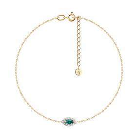 Золотой браслет SOKOLOV 3050061 с бриллиантом и изумрудом 3050061 фото