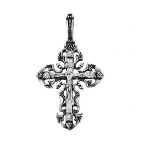 Подвеска-крест из черненого серебра Распятие Христово ЮЗ Елизавета 3058-4ф 3058-4ф фото