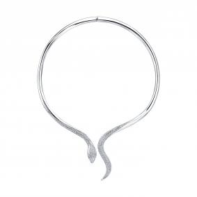 Колье из белого золота Символ года Змея SOKOLOV с бриллиантом и изумрудом 3070047-3 3070047-3 фото