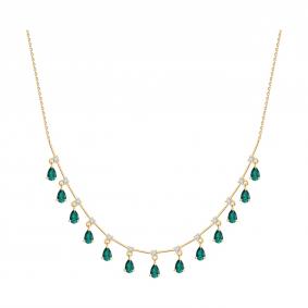 Золотое колье SOKOLOV 3070048-5 с изумрудом и бриллиантом выращенным 3070048-5 фото