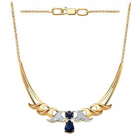 Золотое колье Александра 3070048ск с сапфиром 3070048ск фото