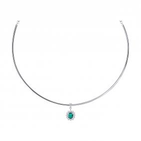 3070049-3-5: Колье из белого золота с изумрудом и бриллиантами выращенными 3070049-3-5 фото