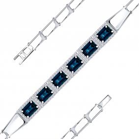 Браслет из белого золота Александра 3080021сб с бриллиантом и сапфиром 3080021сб фото